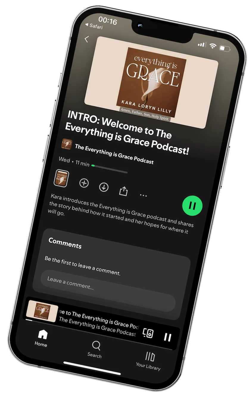 Phone displaying podcast player